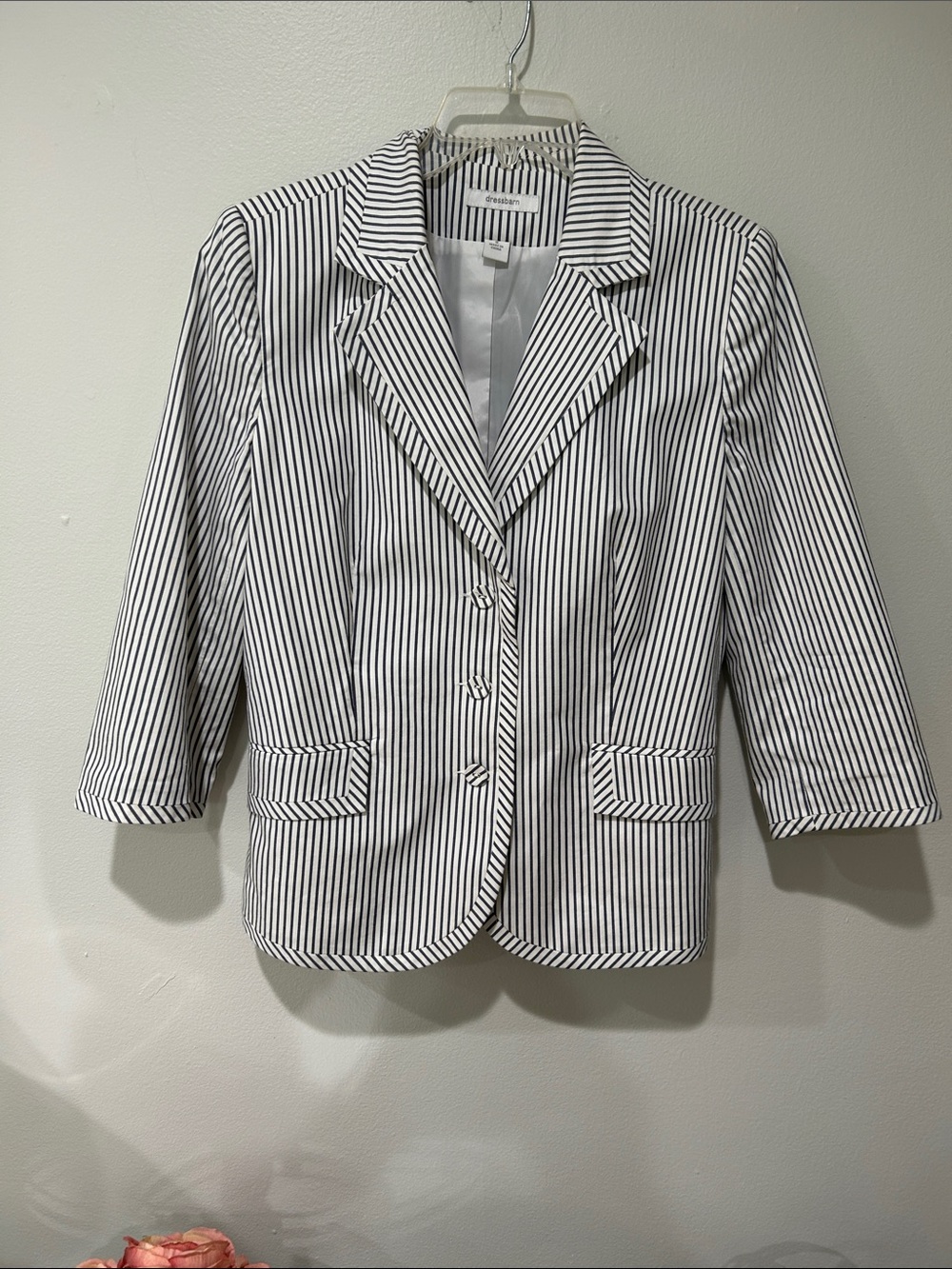 dressbarn Black and White Striped Women's Blazer